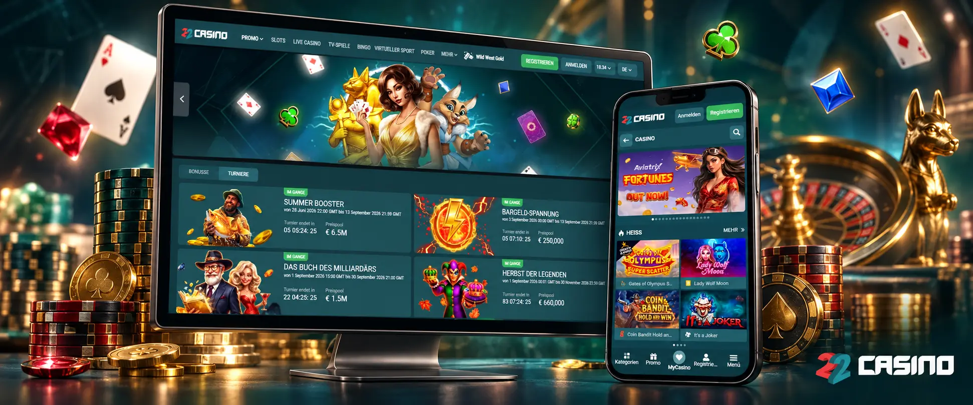 22Casino Login im mobilen Browser