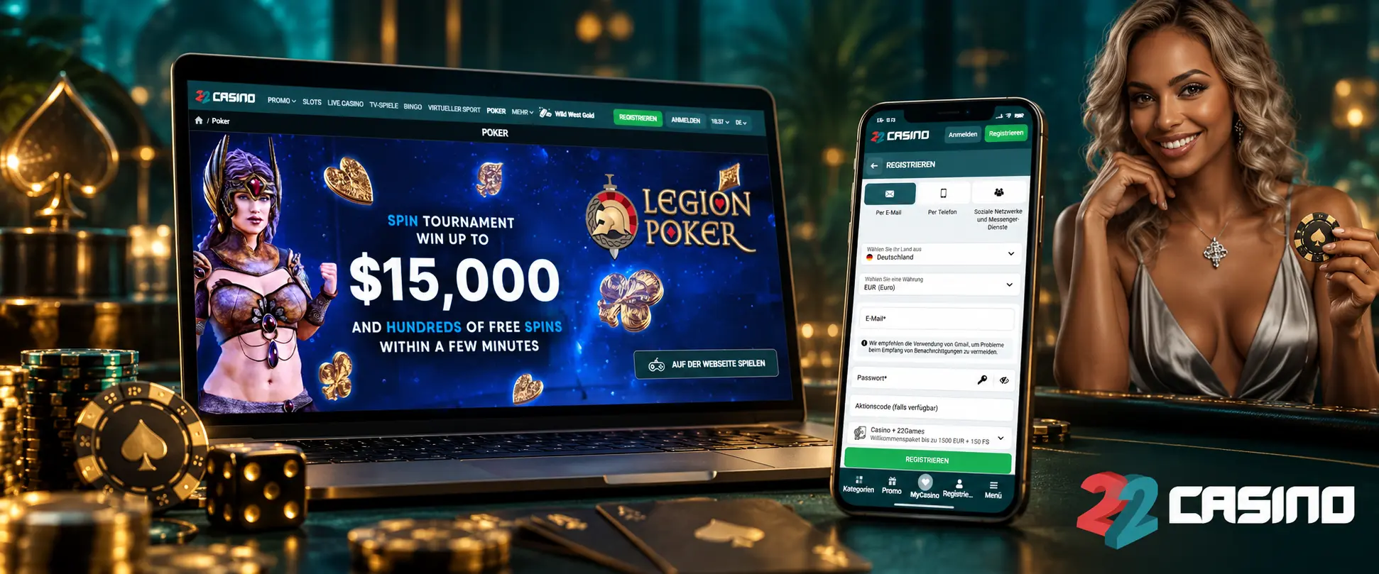 22Casino Registrierung und Login Prozess