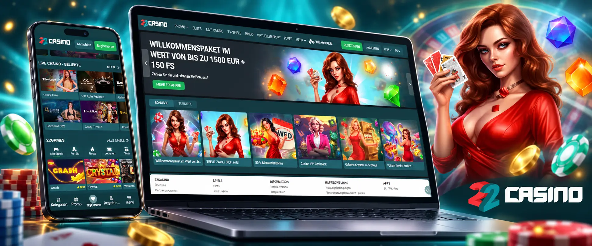 22Casino Zahlungen und unterstützte Währungen